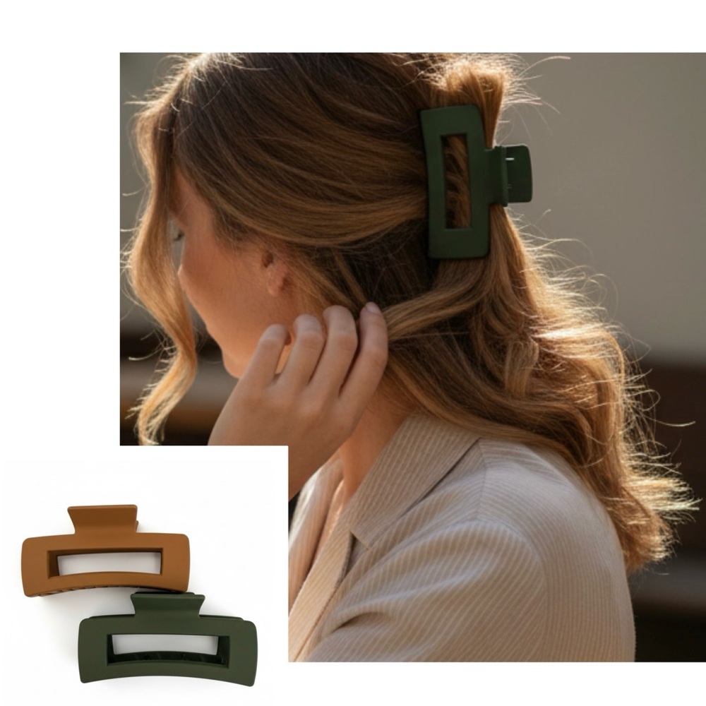 2 Large Matte Hair Claw Clips